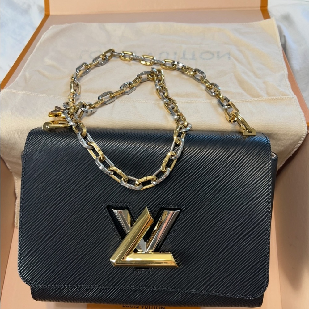 RARE Louis Vuitton Black Epi Leather, Chain Crossbody Gold/Silver Hardware